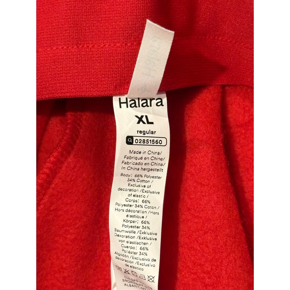NWT Halara Double Waistband Tummy Control Fleece Pants Women's XL Red Wide Leg - Picture 9 of 10